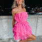 Pink Off-The-Shoulder Homecoming Dress Tulle Mini Cocktail Dress nv2233