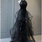 Black Shiny Elegant A-line Floor-length Sequined Ball Gown Evening Dress Prom Dress nv3949