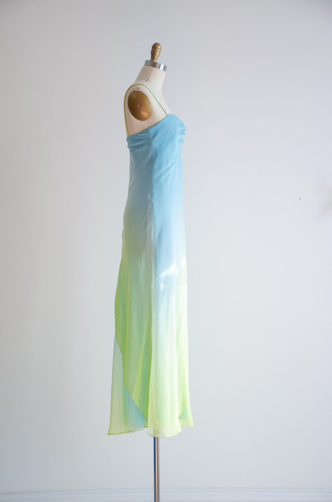 Robe de soirée longue en mousseline de soie, simple et élégante, dégradé bleu-vert, robe de soirée, robe de soirée nv3689