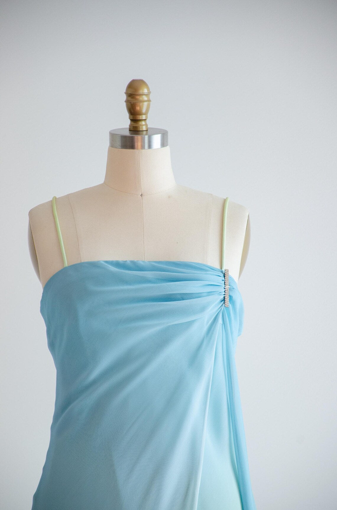 Robe de soirée longue en mousseline de soie, simple et élégante, dégradé bleu-vert, robe de soirée, robe de soirée nv3689