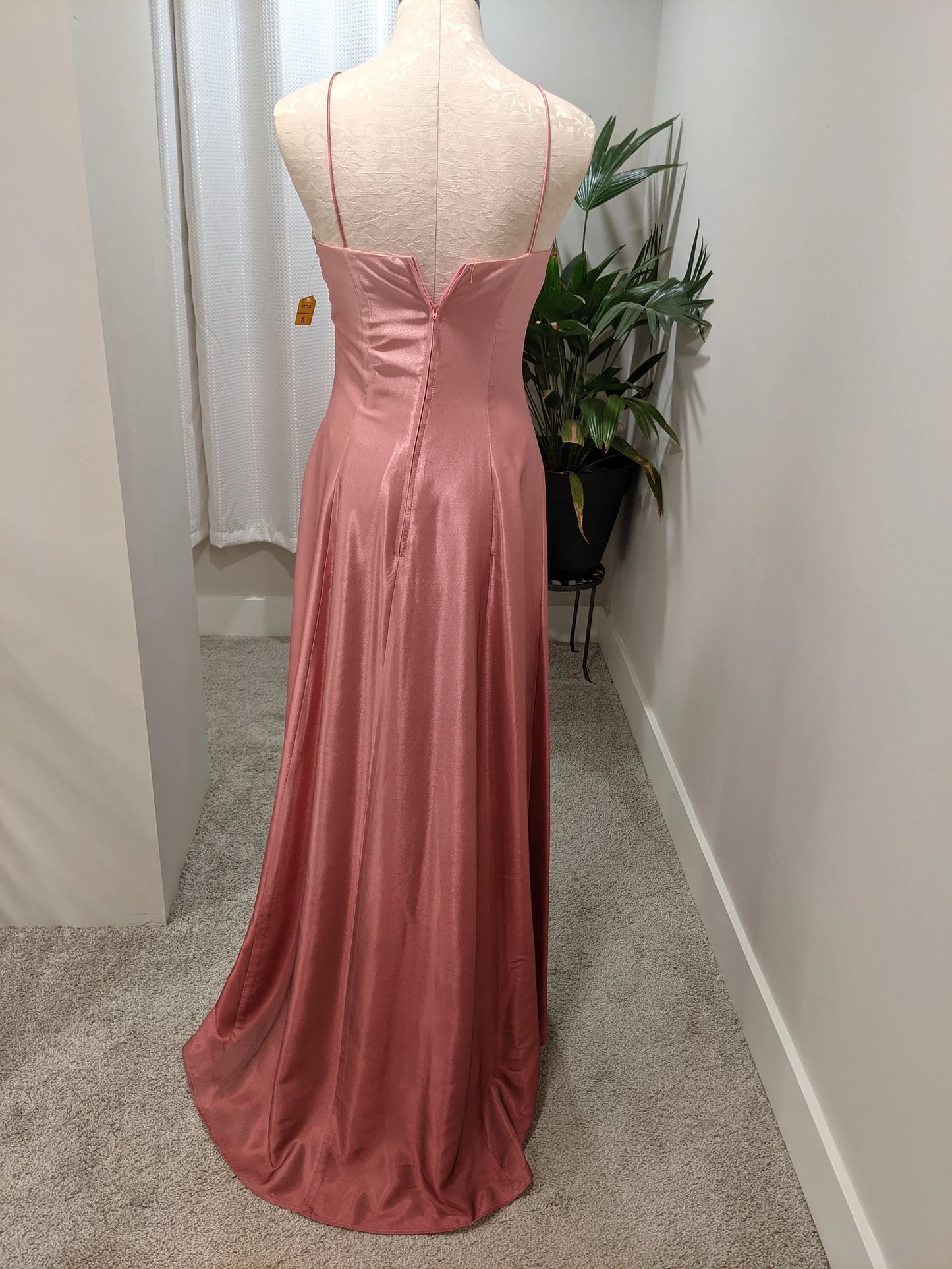 Pink Simple Fashion Elegant Bow Decoration Suspender Long Satin Floor Length Ball Gown Evening Dress Prom Dress Wedding Guest Party Dress Bridesmaid Dress nv3942