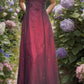 Burgundy Vintage Ball Gown Ombre Beaded Dress Long satin Prom Dress Party Dress Evening Dress nv4220