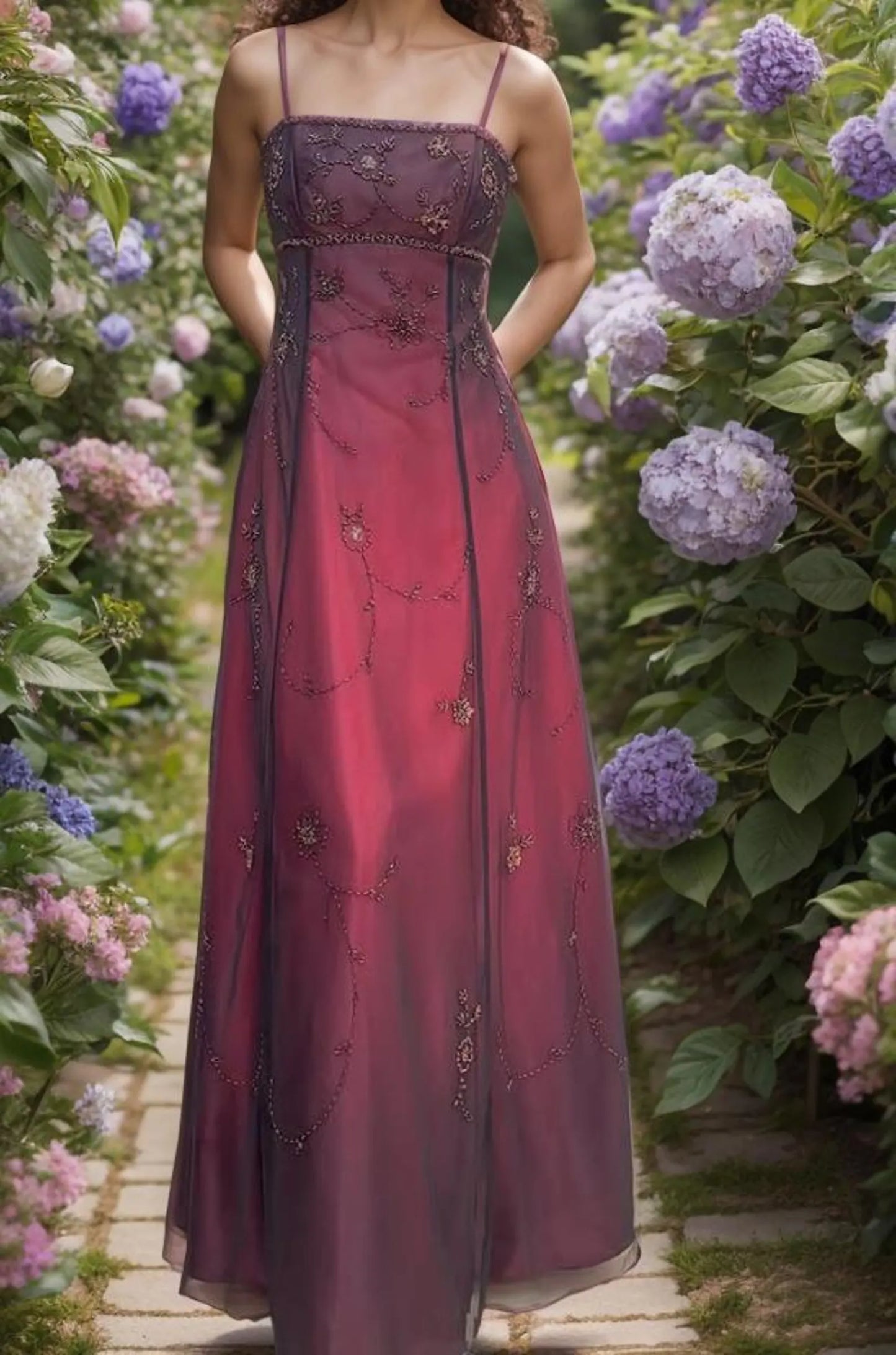 Burgundy Vintage Ball Gown Ombre Beaded Dress Long satin Prom Dress Party Dress Evening Dress nv4220