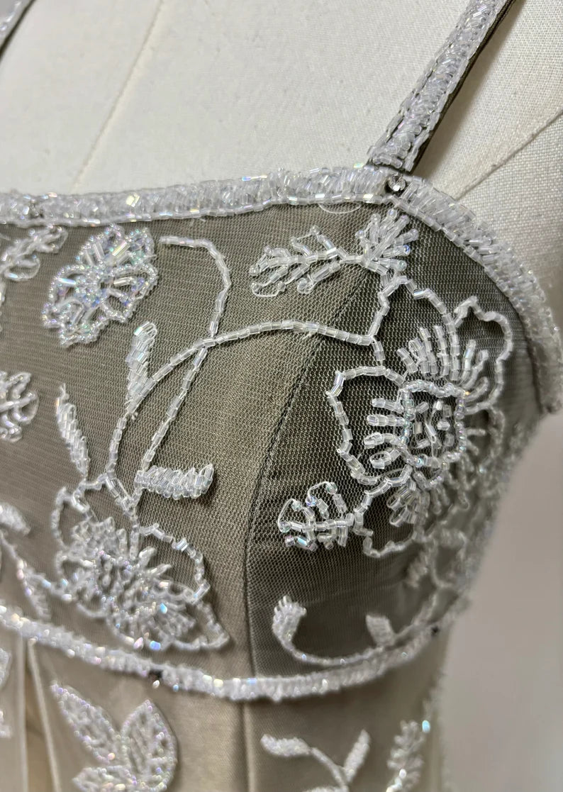 Gold yellow retro fashion gradient exquisite beaded long tulle ball gown, evening dress, party dress nv3701