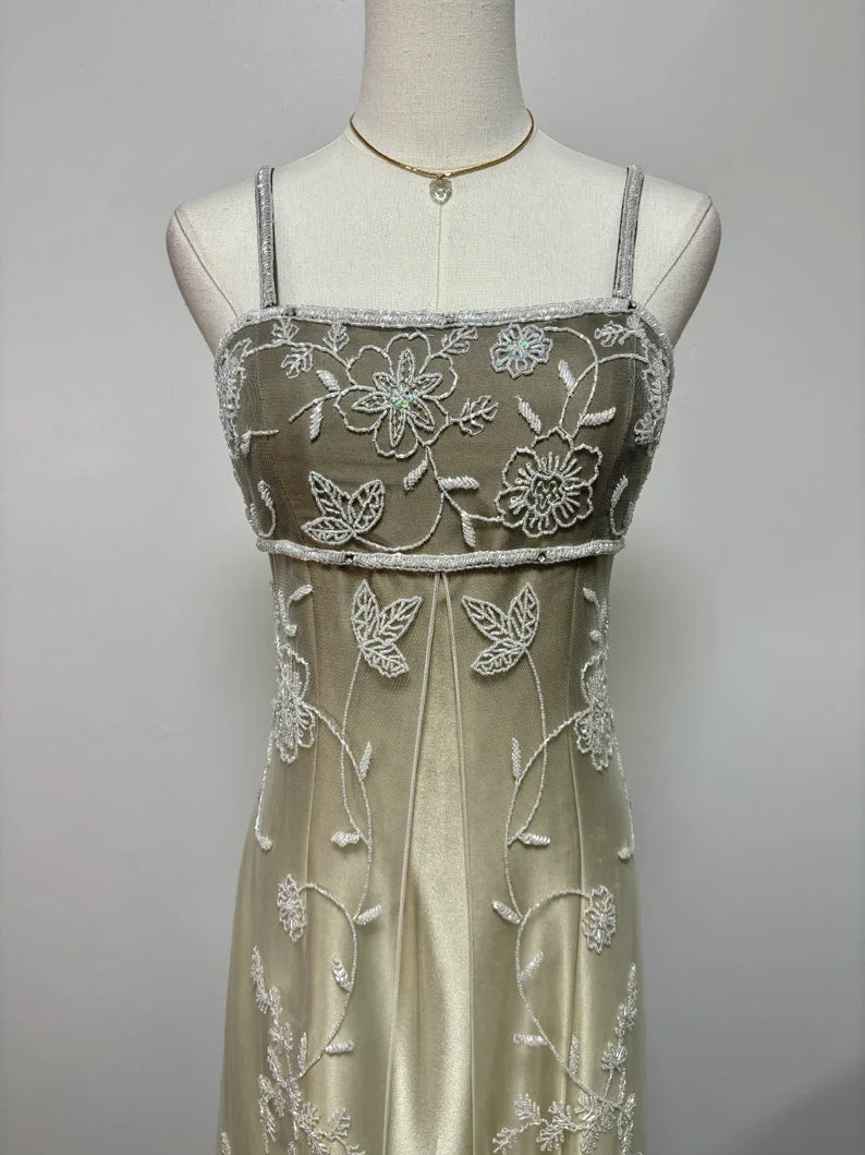 Gold yellow retro fashion gradient exquisite beaded long tulle ball gown, evening dress, party dress nv3701