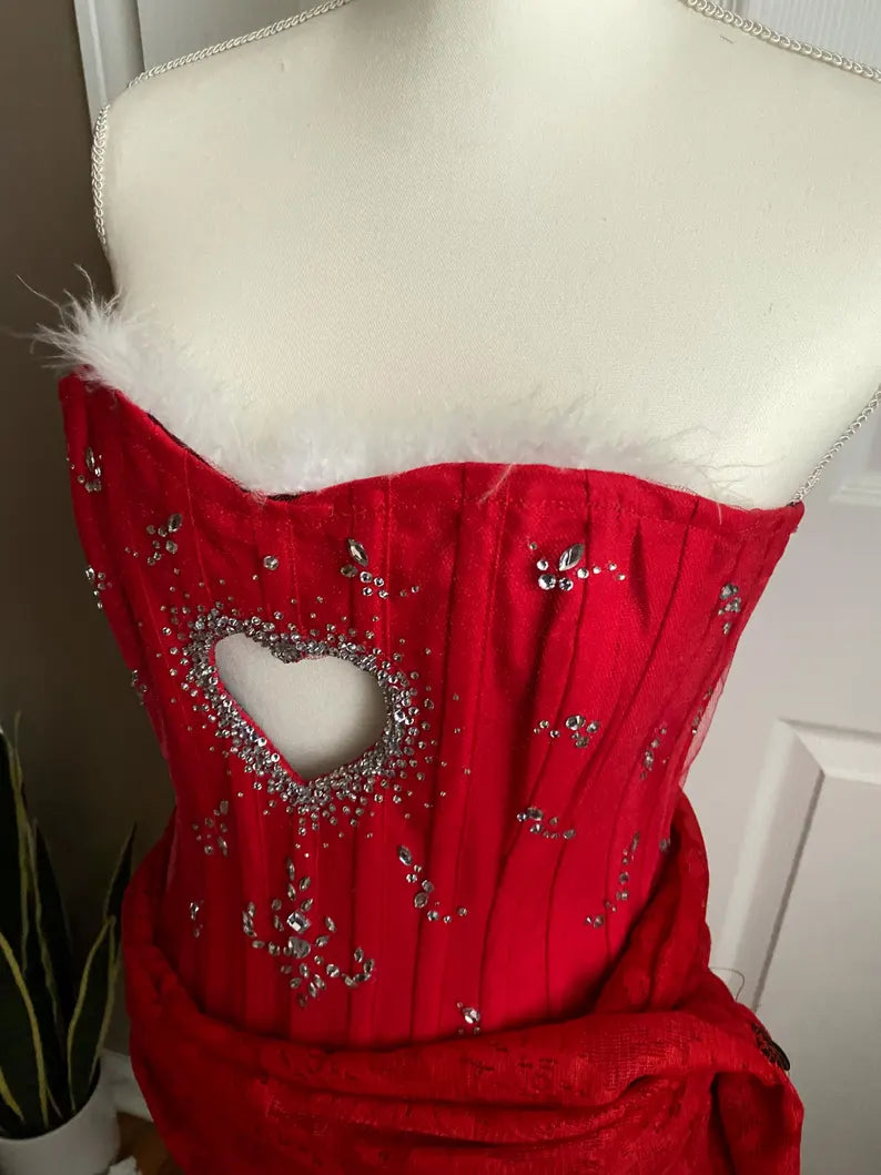 Red Sweet Cute Exquisite Rhinestone Lace Short Mini Homecoming Dress Birthday Party Dress nv3885