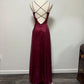 Robe de soirée élégante en satin rouge foncé bordeaux, style rétro, simple, brillante, exquise, à lacets, avec perles, longue, robe de bal, robe de soirée, robe de soirée nv3709