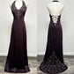 Dark purple retro fashion exquisite beaded long satin floor-length ball gown, evening dress, party dress nv3703