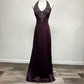 Dark purple retro fashion exquisite beaded long satin floor-length ball gown, evening dress, party dress nv3703