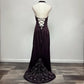 Dark purple retro fashion exquisite beaded long satin floor-length ball gown, evening dress, party dress nv3703
