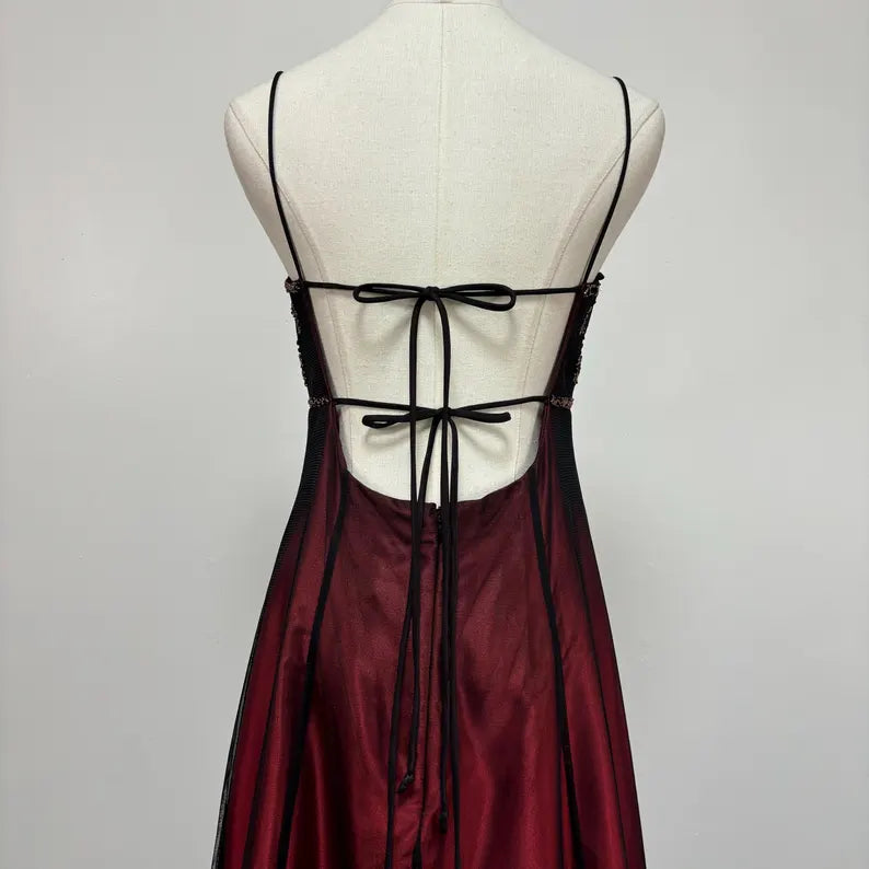 Burgundy retro fashion gradient exquisite beaded long tulle ball gown, evening dress, party dress nv3702