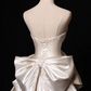 White exquisite beading fashion short satin homecoming dress birthday party dress nv5284