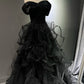 Black shimmering long tulle ball gown NV6629