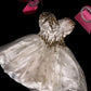 White gold homecoming dress sequined rhinestone short tulle ball gown evening dress nv4428