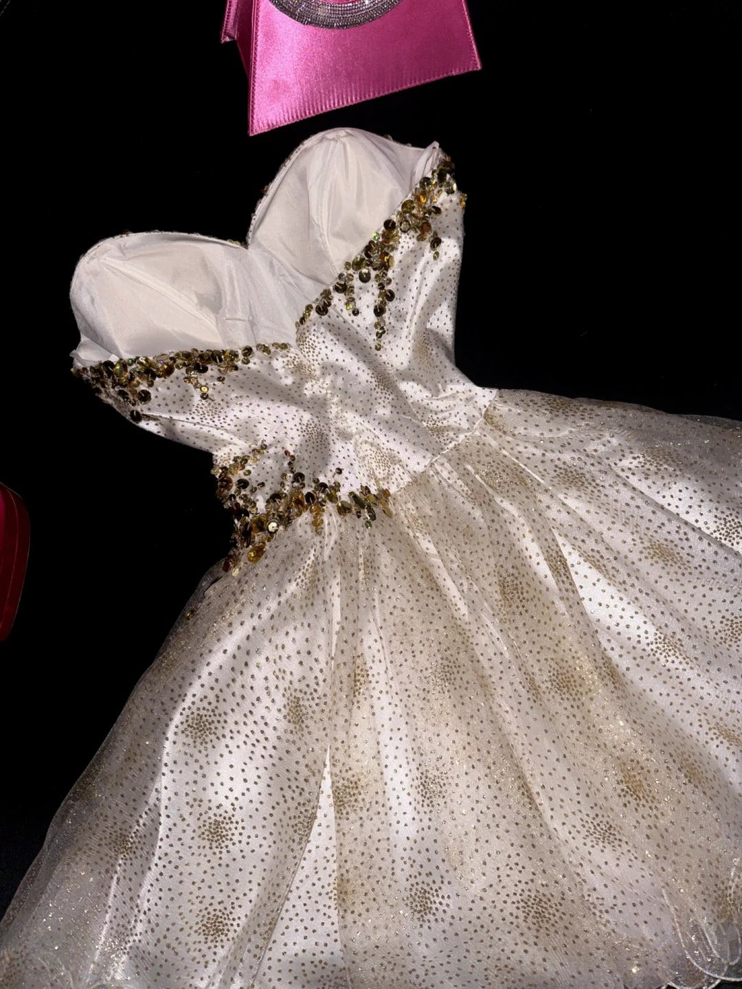 White gold homecoming dress sequined rhinestone short tulle ball gown evening dress nv4428