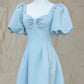 Blue Satin Pearl Long Prom Dress, A-Line Blue Evening Party Dress nv1581