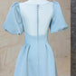 Blue Satin Pearl Long Prom Dress, A-Line Blue Evening Party Dress nv1581