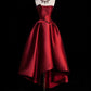 Burgunderrotes Satin High Low Ballkleid Süßes A-Linien-Partykleid mit schulterfreiem Rücken Abendkleid Homecoming-Kleid nv2159