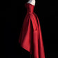 Burgunderrotes Satin High Low Ballkleid Süßes A-Linien-Partykleid mit schulterfreiem Rücken Abendkleid Homecoming-Kleid nv2159