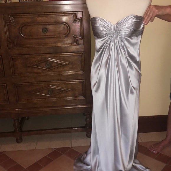 Silver Fashion Elegant Off Shoulder Long Satin Formal Prom Dress Evening Gown Party Dress nv3650