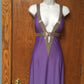 Purple vintage fashion V-neck cross straps long satin elegant prom dress, evening dress, party dress nv3710
