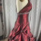 Burgunderrotes, elegantes, exquisites, perlenbesetztes, trägerloses A-Linien-Kleid aus Satin, formelles Ballkleid, Abendkleid, Partykleid nv3687