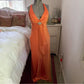 Orange Fashion Elegant Off Shoulder Exquisite Strap Long Satin Formal Prom Dress Evening Gown Party Dress nv3651