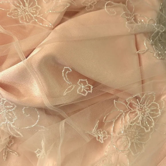 Robe de soirée longue en satin et tulle, rose brillant, à la mode, avec perles exquises, robe de bal, robe de soirée, robe de bal, nv3750