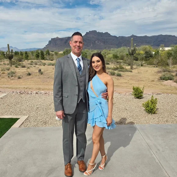 Women's Solid Color Asymmetrical Neckline Hollow Out Lace-up Dress With Ruffle Hem nv1668