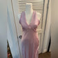 Pink Fashion Elegant V-neck Backless Long Satin Ball Gown Evening Dress Party Dress nv3583