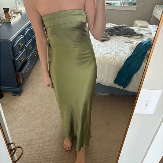 Green simple elegant fashion long satin ball gown evening dress party dress nv3634