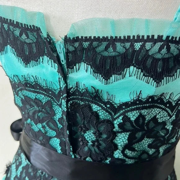 Blue Vintage Lace Short Homecoming Dress Birthday Dress nv4492