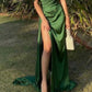Green fashion satin long prom dress evening dress graduation dress nv72