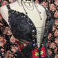 Black floral beaded long mermaid fishtail ball gown evening dress quinceanera dress nv4641