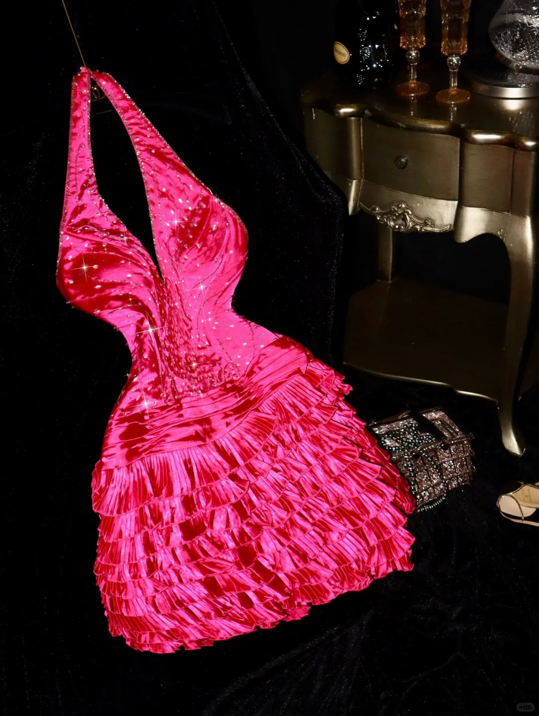 Pink Gorgeous Fashion Homecoming Dress Short Satin Prom Dress Party Dress nv4312