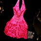Pink Gorgeous Fashion Homecoming Dress Short Satin Prom Dress Party Dress nv4312
