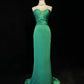 Green Mermaid Satin Long Trailing Ball Gown Party Dress Evening Dress nv4281