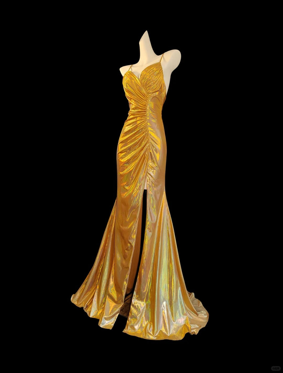 Robe de soirée longue en satin, élégante et vintage, avec bretelles spaghetti fendues, sexy, nv5233