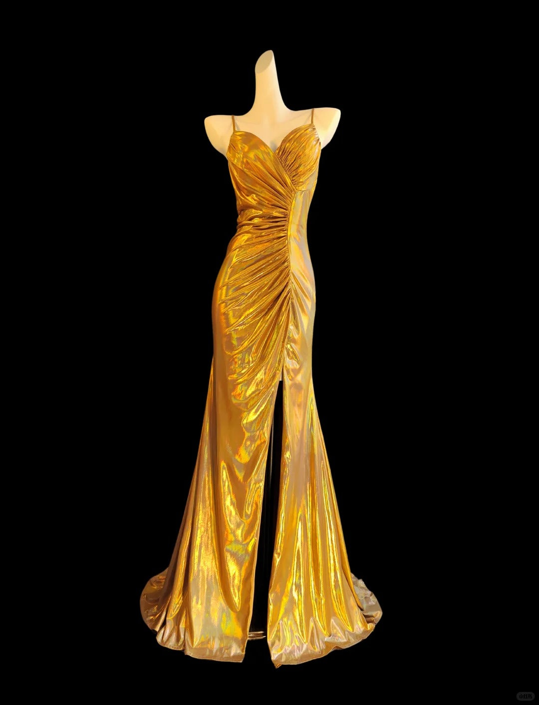 Robe de soirée longue en satin, élégante et vintage, avec bretelles spaghetti fendues, sexy, nv5233