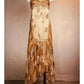 Gold Floral Elegant Long Satin Prom  Dress Evening Dress Party Dress nv4696