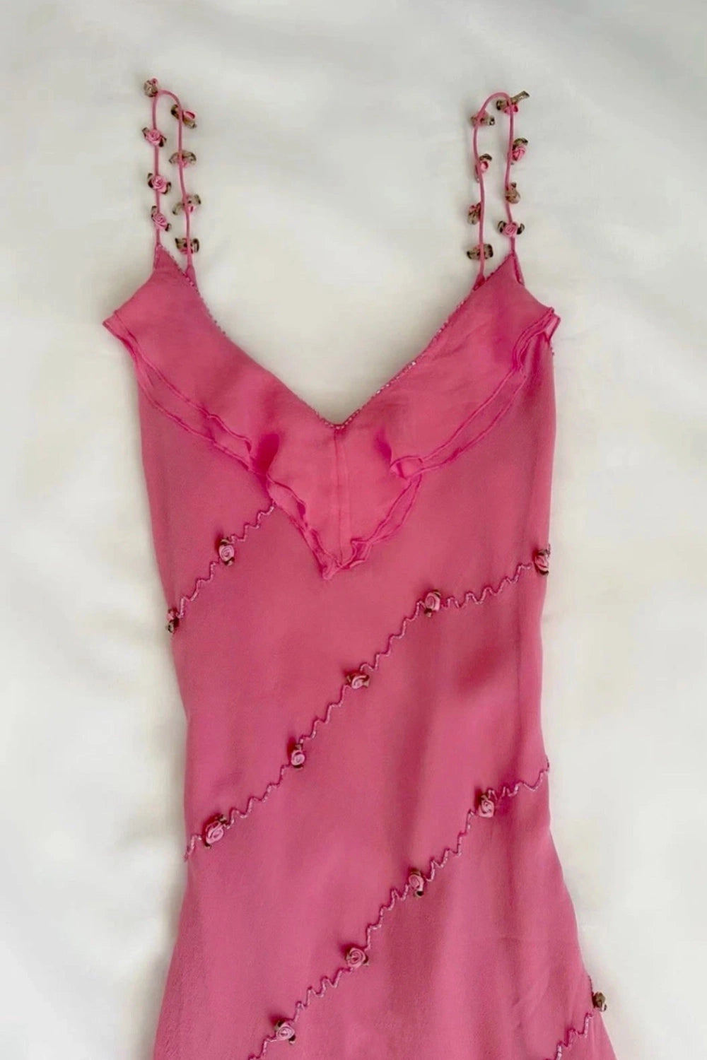 NiceVestidos-Vintage Pink Rose Flower Asymmetrical Fairy Beaded Unique Homecoming Dress nv5457