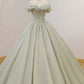 Green Tulle Beading Long Prom Dresses, Green Formal Graduation Dresses nv1529