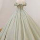 Green Tulle Beading Long Prom Dresses, Green Formal Graduation Dresses nv1529