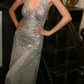 Silver Halter Deep V Sequin Mermaid Evening Gown - Custom Size/Color Formal Dress  NV6542