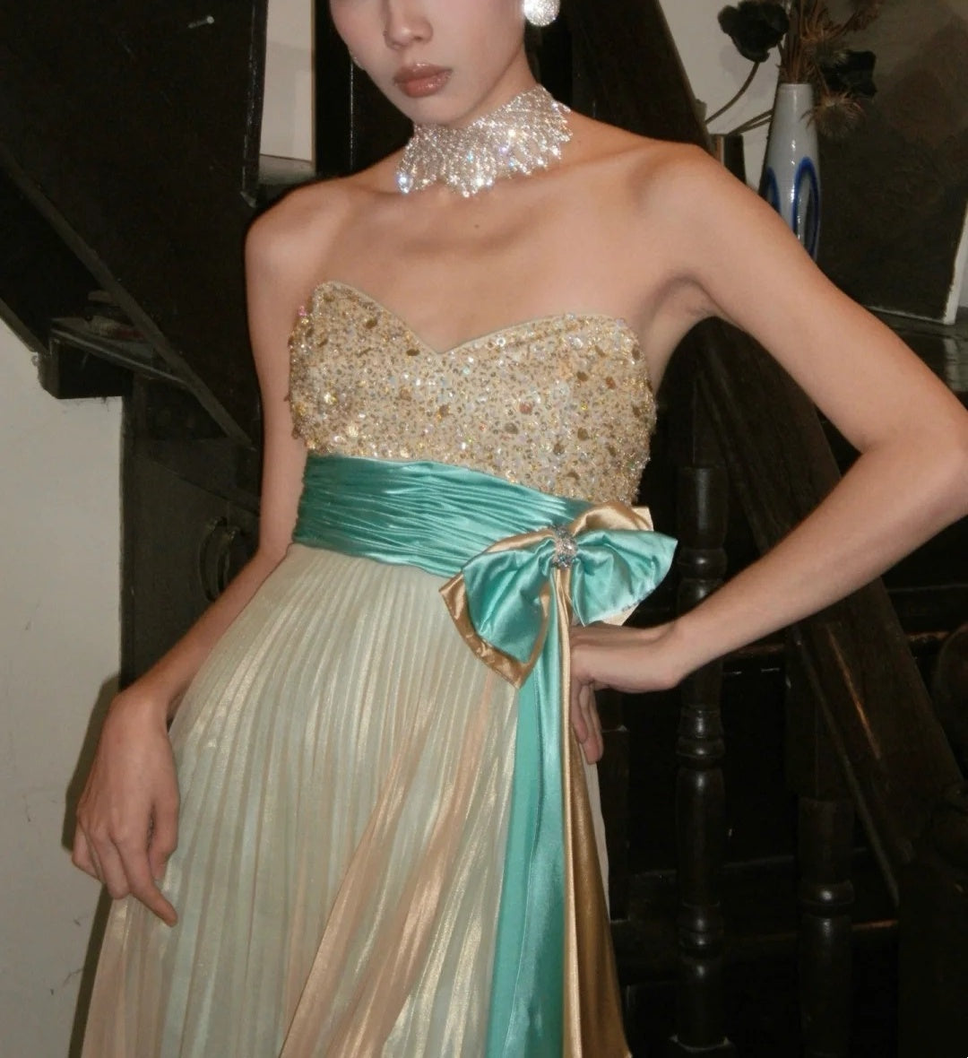 Vintage long formal evening gown Prom gown NV6578