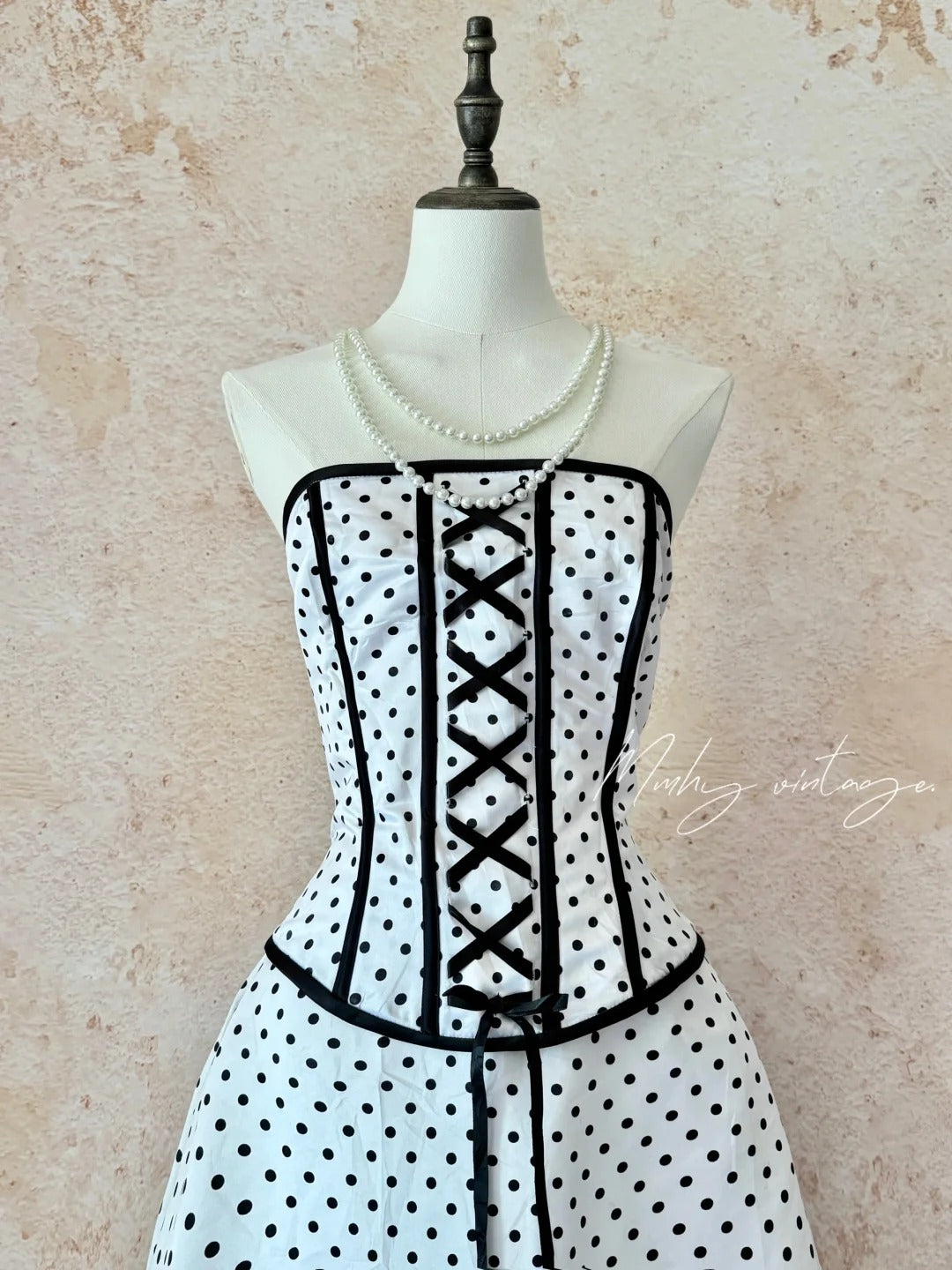 Black and white classic polka dot retro fashion A-line skirt bow tie long floor-length trailing tulle chiffon ball gown evening dress birthday adult ceremony party dress nv4092