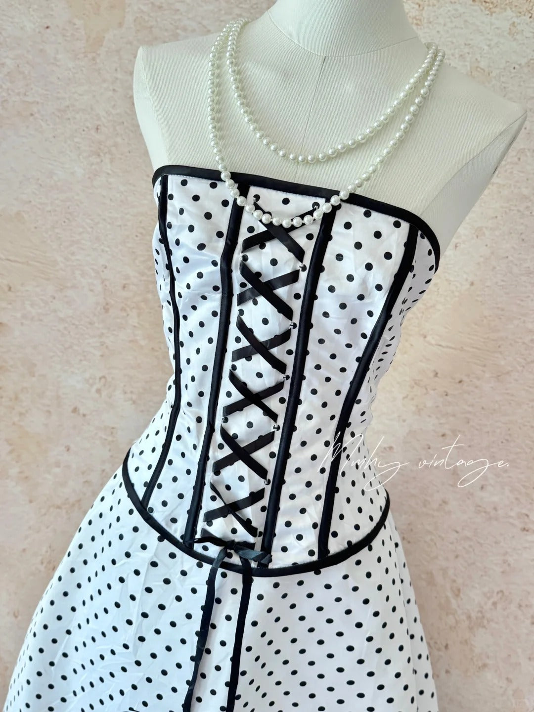 Black and white classic polka dot retro fashion A-line skirt bow tie long floor-length trailing tulle chiffon ball gown evening dress birthday adult ceremony party dress nv4092