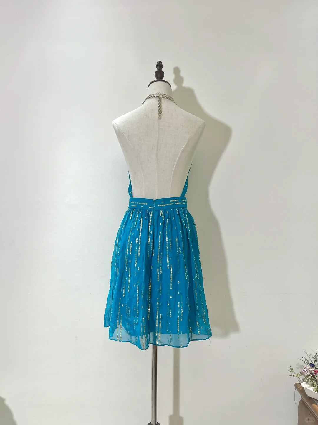 ✨Robe de soirée courte en mousseline de soie bleue, jolie robe de soirée nv5432