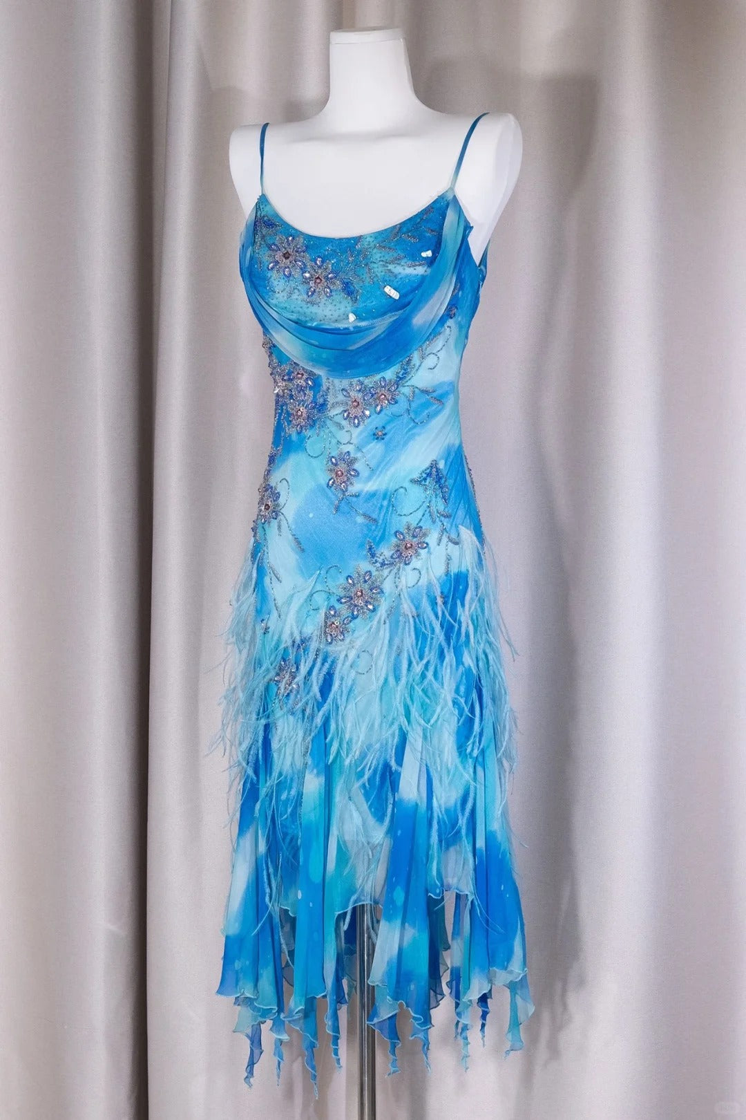 Blue Beaded Long Chiffon Prom Dress Evening Dress Party Dress nv5128