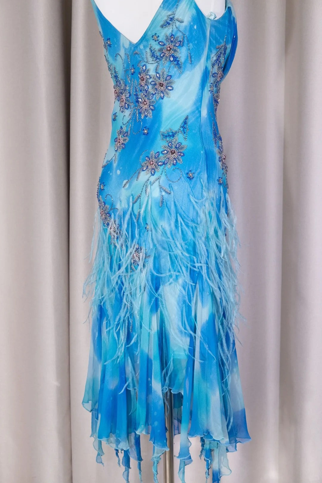 Blue Beaded Long Chiffon Prom Dress Evening Dress Party Dress nv5128